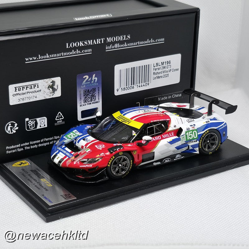 Ferrari 296 LMGT3 No.150 RICHARD MILLE AF CORSE Le Mans 24H 2025 C. Toledo - L. Wadoux - R. Agostini # Looksmart Models 1/43 #LSLM196