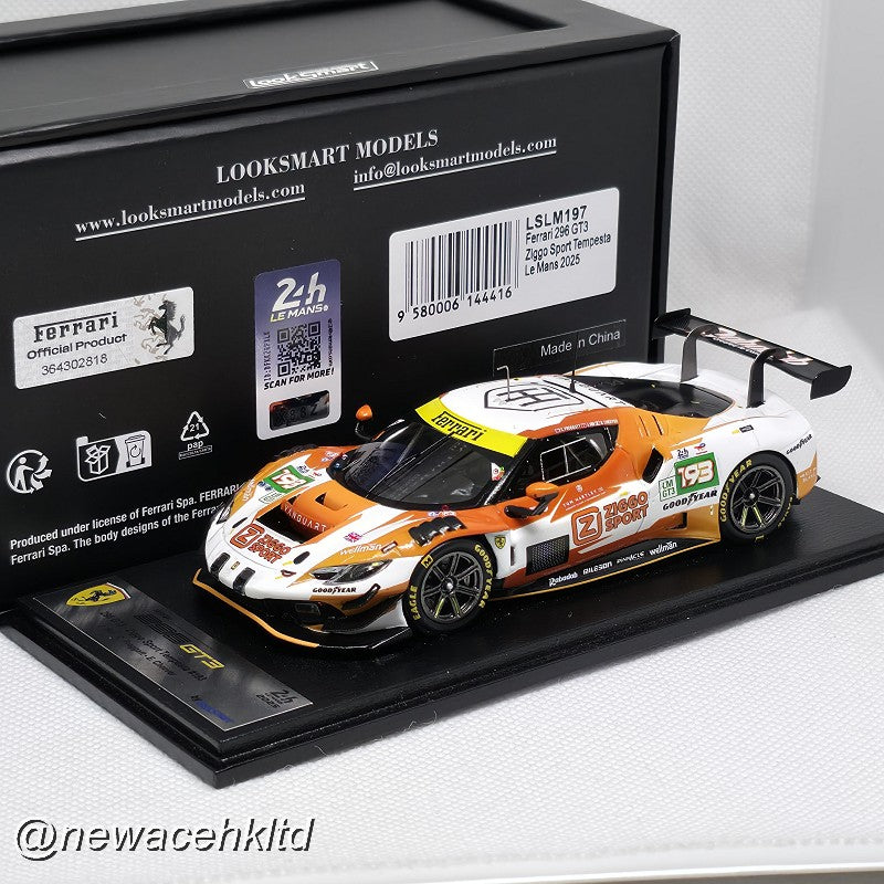 Ferrari 296 LMGT3 No.193 ZIGGO SPORT TEMPESTA Le Mans 24H 2025 # Looksmart Models 1/43 #LSLM197